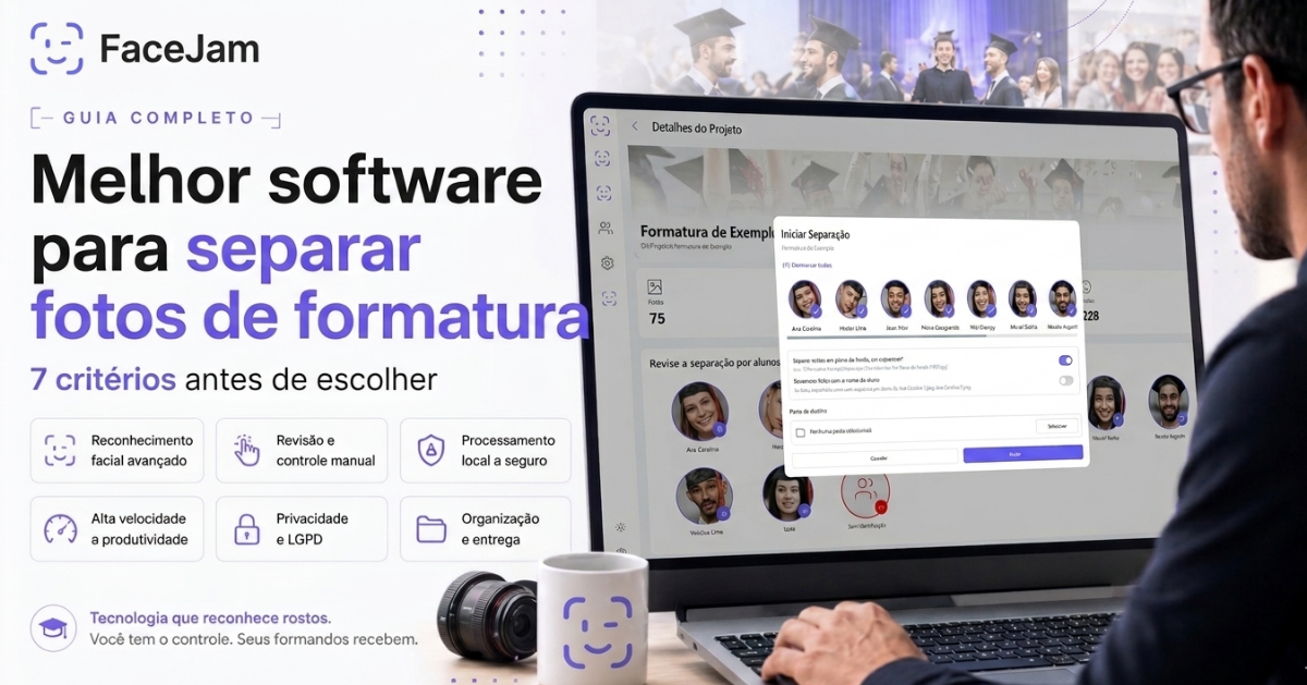 Melhor software para separar fotos de formatura: 7 critérios antes de escolher